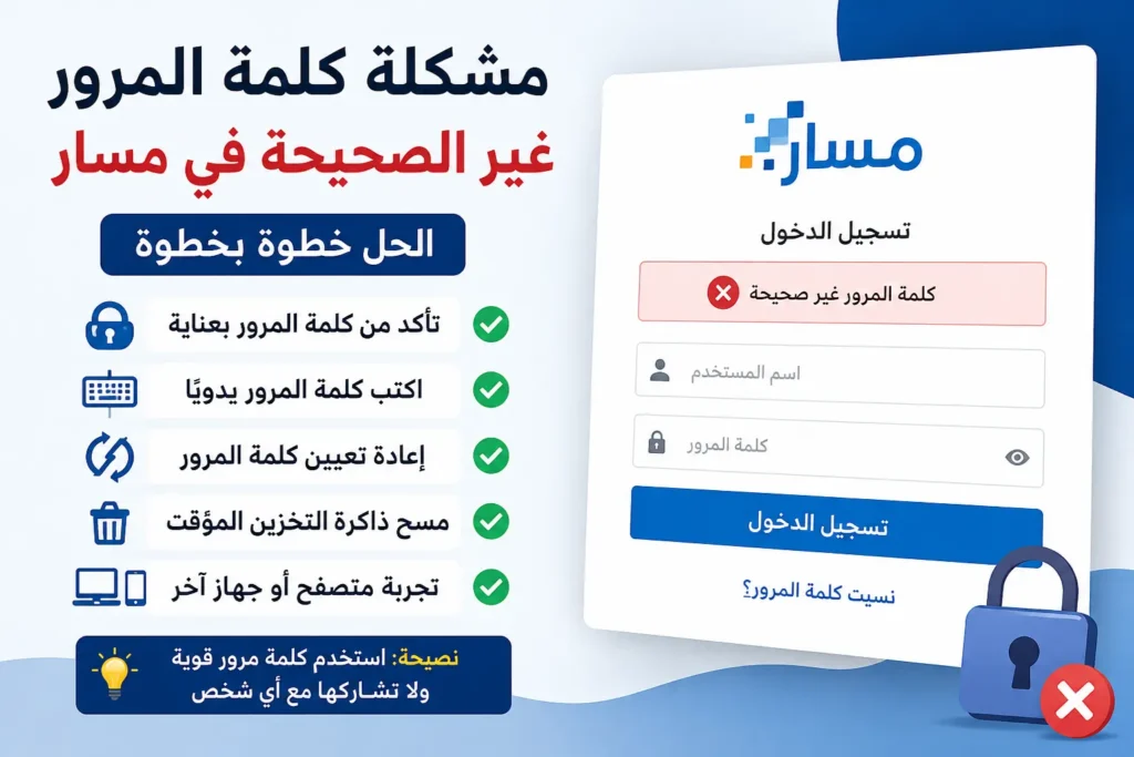 مشكلة كلمة المرور غير الصحيحة في مسار